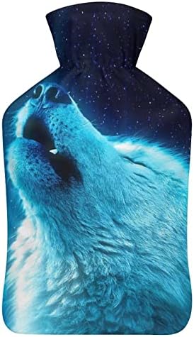 Wolf Hot Water Bottle com capa macia para compressa quente e terapia a frio alívio da dor 6x10.4in