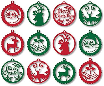Efinito Wooden Christmas Ornament Cutout para pacote de cabide decoração de Natal de 12