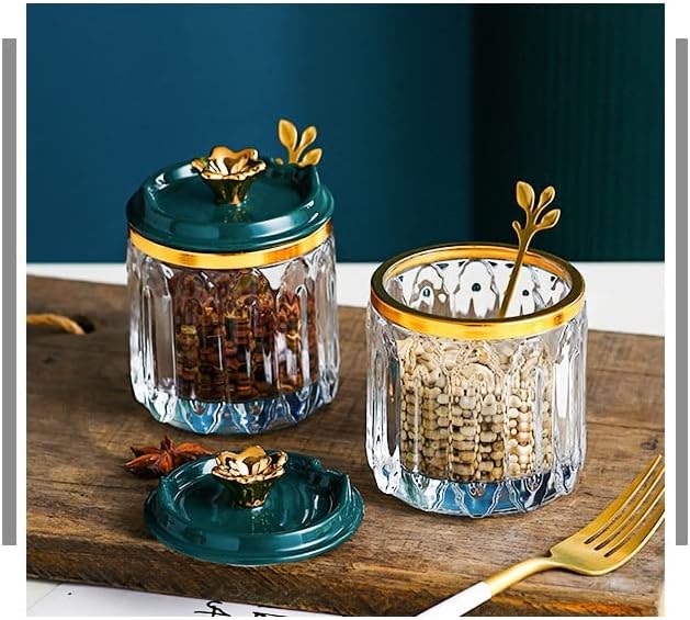 Zhuhw Salt Temue Jar Conjunto de açúcar doméstico de vidro nórdico Pimenta selada Goldes de cozinha Supplies de cozinha