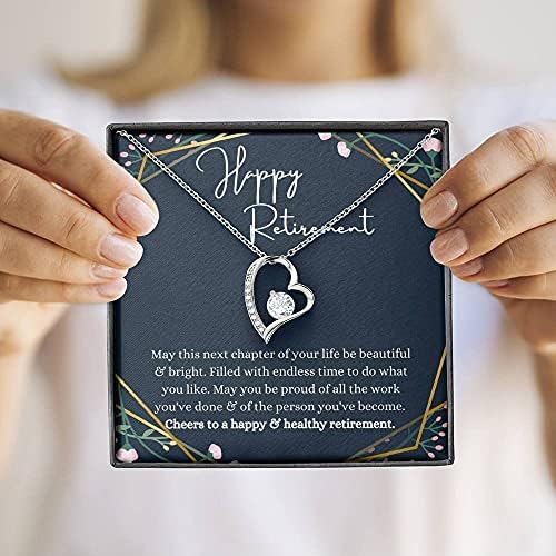 Jóias de cartão de mensagem, colar artesanal- Coração de presente personalizado, presentes de aposentadoria para mulheres colar