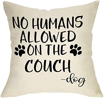 FBCOO Não é permitido os humanos no sofá, padrão de pata de cachorro, capa de travesseiro decorativo, amante de cães presentes de