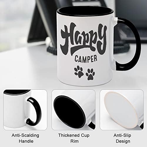 Happy Camper Dog Paw Caneca Cerâmica Creative Black Inside Coffee Cup de canecas Durável Handal