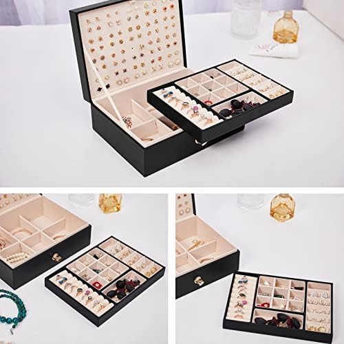 Zumier Jewelry Box Organizer com couro PU para anel, colar, caixa de organizador de brinco para aniversário de Natal
