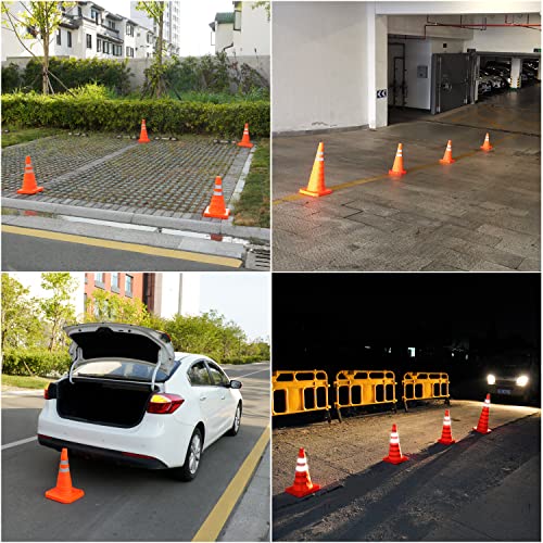 Ellumin 2 Pack 2 polegadas Cones de segurança de trânsito dobráveis, coes de estacionamento pop-up de vários propósitos laranja com colares refletivos para treinamento de motorista, estacionamento da estrada