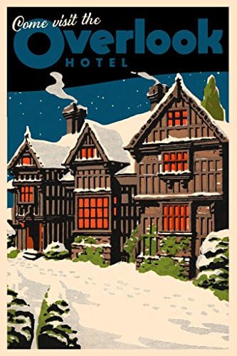 Venha visitar o Overlook Hotel Famous Scary Horror Movie VINTAGE VIAGE VIINCA PATIMAGEM DE PAPEL DE PAPEL PRIMAGEM 8X12