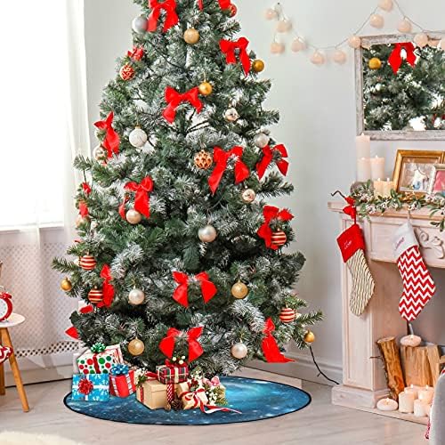 VISESUNNY Blue Galaxy Christmas Tree Mat Tree Stand Mat Floor Protetor Absorvente Tree Stand Tape