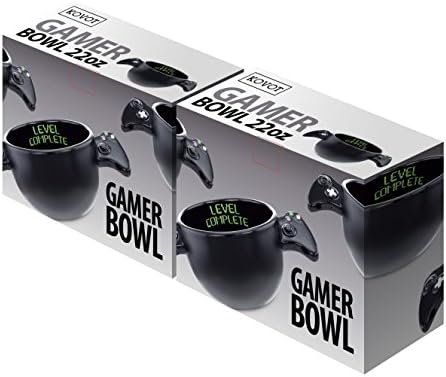 Kovot Nível Completo Gamer Bowl - 22 onças de capa de cereal de cereais Gamer Gamer - preto
