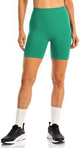 Shorts de motoqueiros sem costura femininos de Lavento - Scruncht Butt Lucro de barriga de ioga de controle de ioga shorts