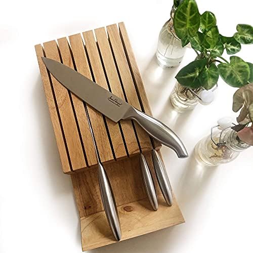 Drave de cozinha Bloco de faca de madeira | Suporte de faca de cozinha de madeira natural para balcão de cozinha | Bloco de faca sem