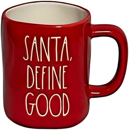 Rae Dunn Santa Definir Good Red caneca com White LL & Interior 16oz Ceramic Christmas Caneca