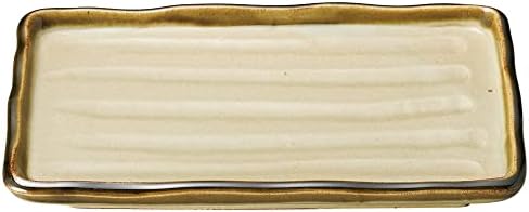 セトモノホンポ Ângulo de comprimento de onda do estilo Karatsu, ângulo de comprimento de onda 8.0, 9,1 x 5,9 x 1,0 polegadas, utensílios de mesa japoneses