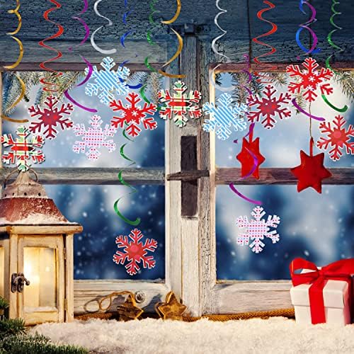 24pcs Christmas Snowflake Decorações de redemoinho ， Ornamento de decoração de Natal, pingente de Natal, recorte de papel para o ano novo de inverno, natal, suprimentos de festa