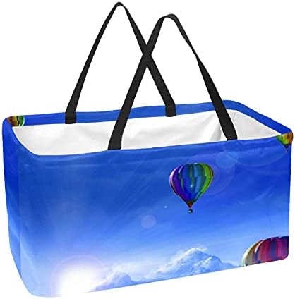 Bolsas de supermercado reutilizáveis ​​lorvies reutilizáveis ​​céu azul colorido balão quente balão dobrável Lavagem