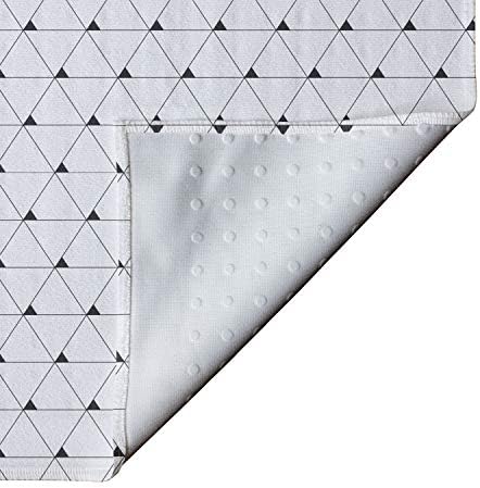 Toalha geométrica de ioga de Ambesonne, gráfico contemporâneo monocromático com triângulos de grade, impressão de grade, suor não