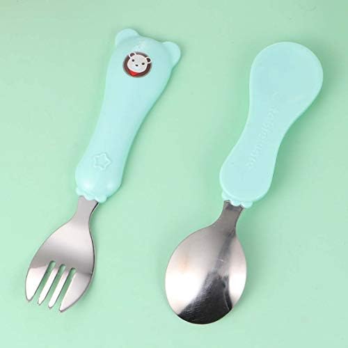 Toddmomy 1 Defina o garfo do garfo e colher de aço inoxidável Aprendizagem Aprendizando Spoons Forks Treinamento Utensílio de