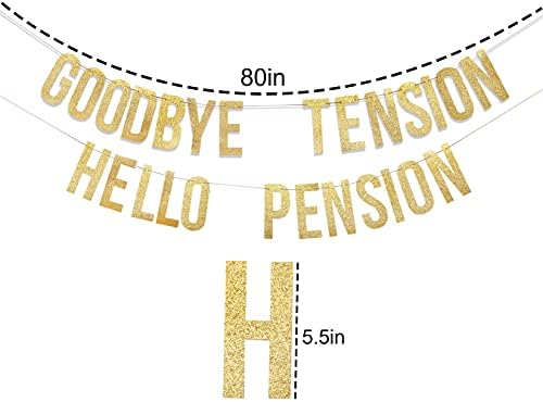 Adeus tensão Hello Banner de pensão - sinal de aposentadoria, decorações de festa de aposentadoria, banner de aposentadoria engraçada,