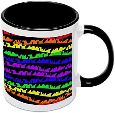 Ondas de arco-íris de seis cores caneca cerâmica Creative Black Inside Coffee Cup Handle Dururs Canecas Exclusivas Presentes