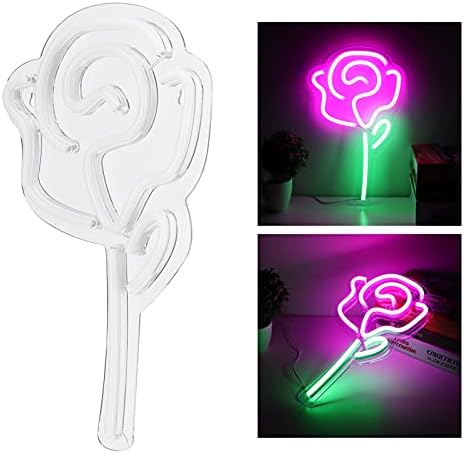 Walfront Neon Sign, Romântico acrílico rosa Flor 5V Luzes de neon usuários para decoração Bar Party Party Party Wedding