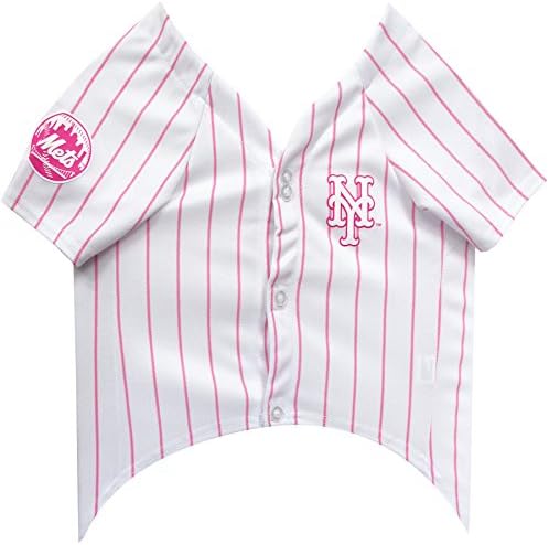 MLB Jersey for Dogs - New York Mets Pink Jersey, Large. Roupa rosa fofa para animais de estimação