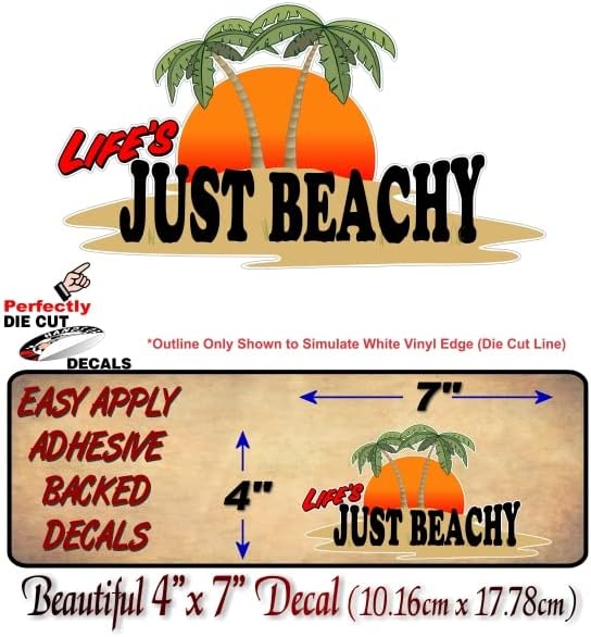 A Just Beachy Tropical Island 7 '' Decal Sun Surf Palm Palm Tree Life é um adesivo de vinil de praia Decalques de presente