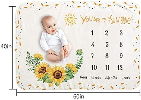 Illikkuyax Baby Montal Milestone Girl, 40 × 60 polegadas de girassol Milestone Blain, You Are My Sunshine, Flaneal Fleece, Foto de fotografia