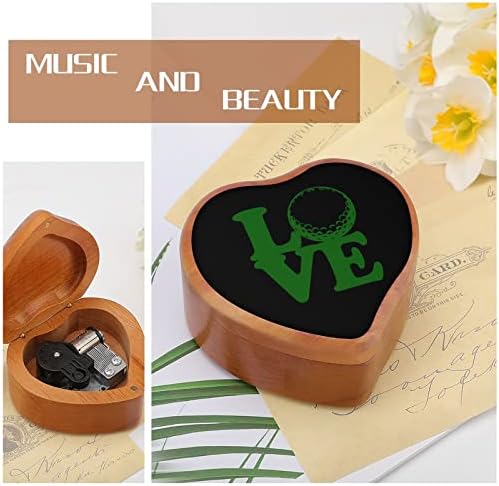 Love Golf Wooden Music Box Heart Shape Windup Music Box Vintage Wooden Clockwork Caixa Musical Box Gifts