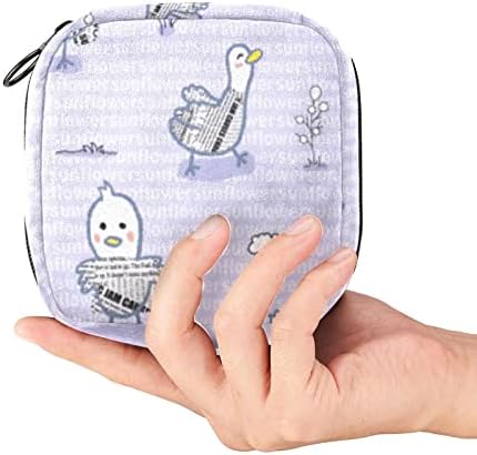 Bolsa de armazenamento de guardanapos sanitários de Oryuekan, bolsas de zíper menstrual reutilizável portátil, bolsa de armazenamento de tampões para mulheres meninas, pato animal de desenho animado e padrão de jornal