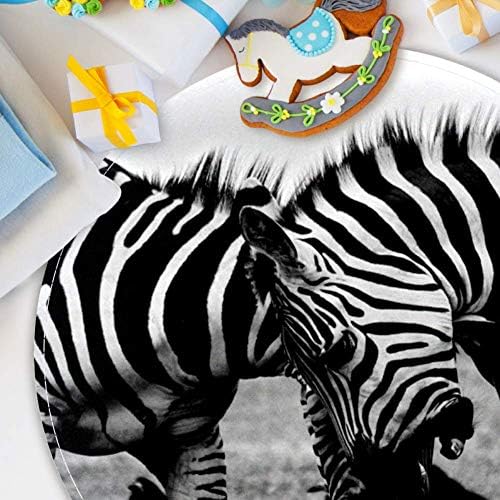 HEOEH Luta de duas zebra, capacho sem escorregamento de 15,7 de tapete redondo tapetes tapetes tapetes para crianças quarto de bebê quarto berçário