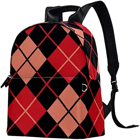 Mochila de viagem VBFOFBV para mulheres, caminhada de mochila ao ar livre esportes mochila casual Daypack, Plaid Red e Black Diamond Pattern