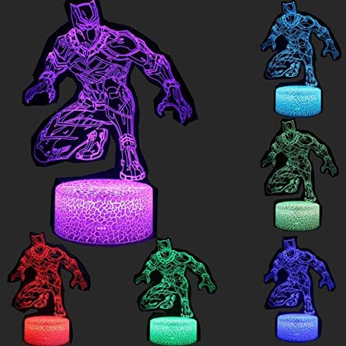 SNOMYRS 3D Ilusão Super Hero Night Light Lâmpada 16 Color Lamp Decoração de mesa com toque remoto e inteligente, presentes para