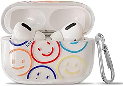 Caso claro de minscose AirPod Pro Clear com chaveiro, desenho animado Smiley Face Design Silicone Sile