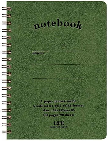 Life N190C Notebook com bolso, grade, vermelho, A5