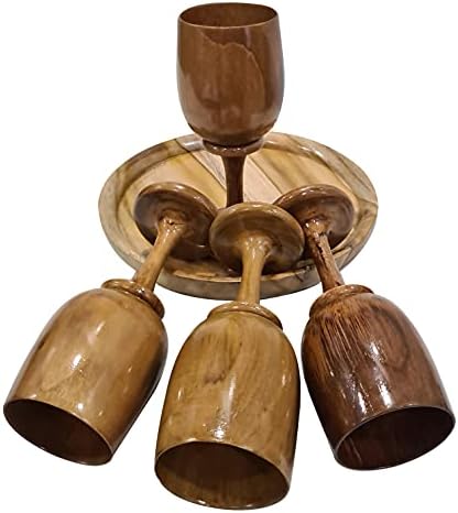 Goblet de madeira artesanal Conjunto de 4 Serviço Bandeja Premium Cálice de madeira por artesãos premiados Decora