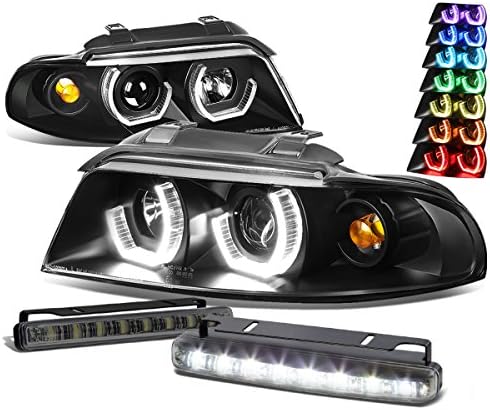 Compatível com Audi A4 B5/8D 3D LED Halo Projector RGB Alterar o farol + luz de canto preto + luz de nevoeiro defumado
