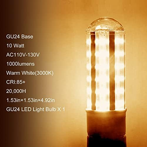 Lâmpadas LED de LED de BQHY GU24, lâmpada LED A19, 10W, 1000 lúmens, 3000k Warm White, ângulo de feixe de 360 ​​graus,