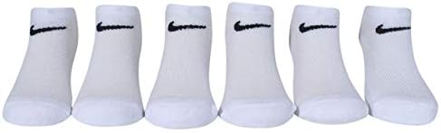 Nike Dri-Fit Treinamento todos os dias Algodão Algodão sem show Meias de tornozelo 6 par branco com assinatura preta Swoosh Logo