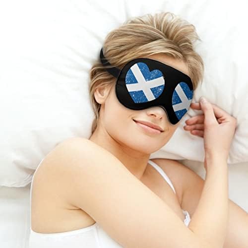 Scotland Retro Flag da Bandeira do coração Máscara para o olho bloqueando a máscara de sono com alça ajustável para o trabalho