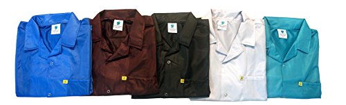 Jaqueta ESD anti-estática Statictek | Roupas de roupas de trabalho protetoras de nível 3 certificadas | Smocks ESD de escudo leve e de alta escudo para laboratórios e salas de limpeza | Casaco de manga snap snap snap snap snap de manga x-small branca