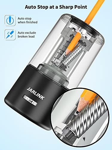 Jarlink 2 pacote de lápis elétrico Pacote, lâmina helicoidal pesada para afiar rápido, parada automática para o número 2/lápis colorido