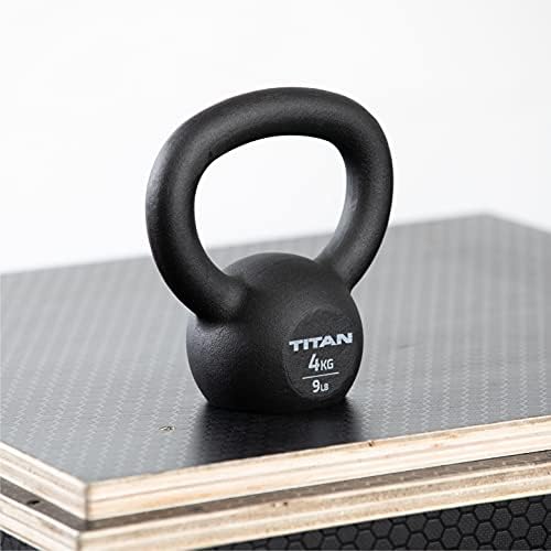 Titan Fitness 4 kg Kettlebell de ferro fundido, fundição de peça única, marcações kg e lb, treino de corpo inteiro