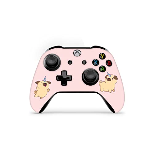 Zoomhitskins Controlador Compatível com a tecnologia Xbox One S e Xbox One X, 3m Vinil Sticker, Pugs Lover Dog Pink