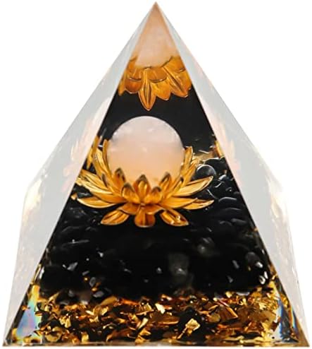 Banbukes Chakra Orgone Pirâmide Cristal, pirâmide de cristal emf para cura Decoração de cristais, pirâmide de cristal Flor de lótus
