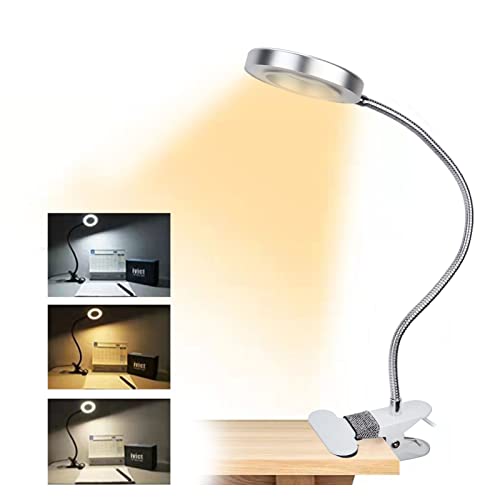 Clipe de luz macia na lâmpada da mesa, clipe flexível 360 na lâmpada de leitura 3 Modos de cor de brilho escurnado escuro USB LED de
