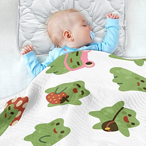 Cobertor de arremesso de sapos fofos manto de algodão para bebês, recebendo cobertor, cobertor leve e macio para berço,