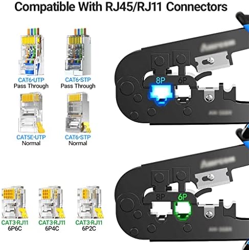 RJ45 Crimper RJ11 RJ45 Ferramenta de crimpagem Ethernet Network LAN CAV CRIMPER CORTURTOR DE RIIER