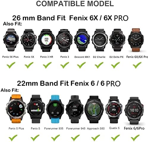 Nanwn 26mm Silicone Wrist Strap para Garmin Fenix ​​6x 6 Pro 5x 5 Plus Descent Mk1 Mk2i D2 22mm Relógio Easy Fit Fit