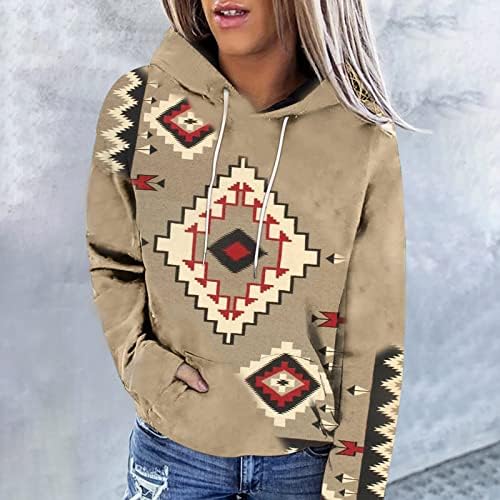 Moda de folha 2023 Moda com capuz em capuz em capuz em capuz em moletons de pulôver moletons de camisolas de mangas compridas astecas ocidentais casuais camisetas