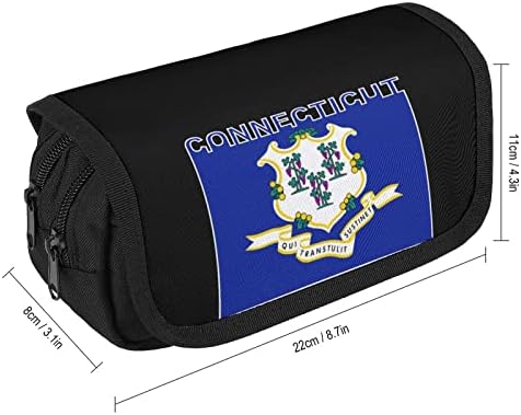 Connecticut State Flag Saco de lápis Bolsa de camada de capa de capa de camada dupla Caixa de maquiagem Bolsa