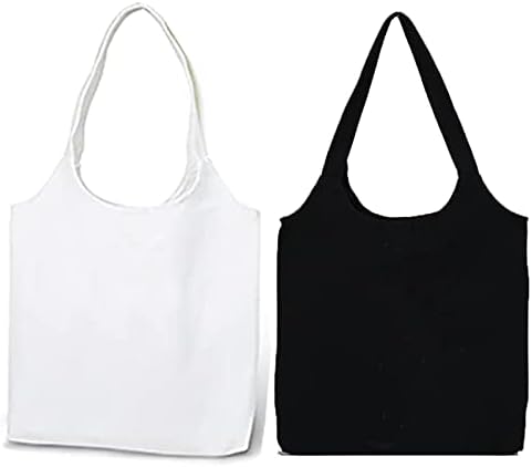 2 peças Cotton Canvas Sacos de sacos de diy artesanato em branco Bolsa de lona lisa sacos de compras reutilizáveis ​​para viagens de praia de trabalho