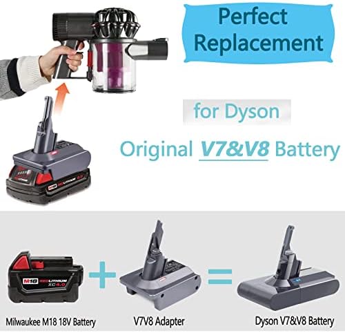 Para o adaptador de bateria de Dyson V7 e V8 Milwaukee, use para as baterias Milwaukee M18 18V convertem para as baterias de substituição